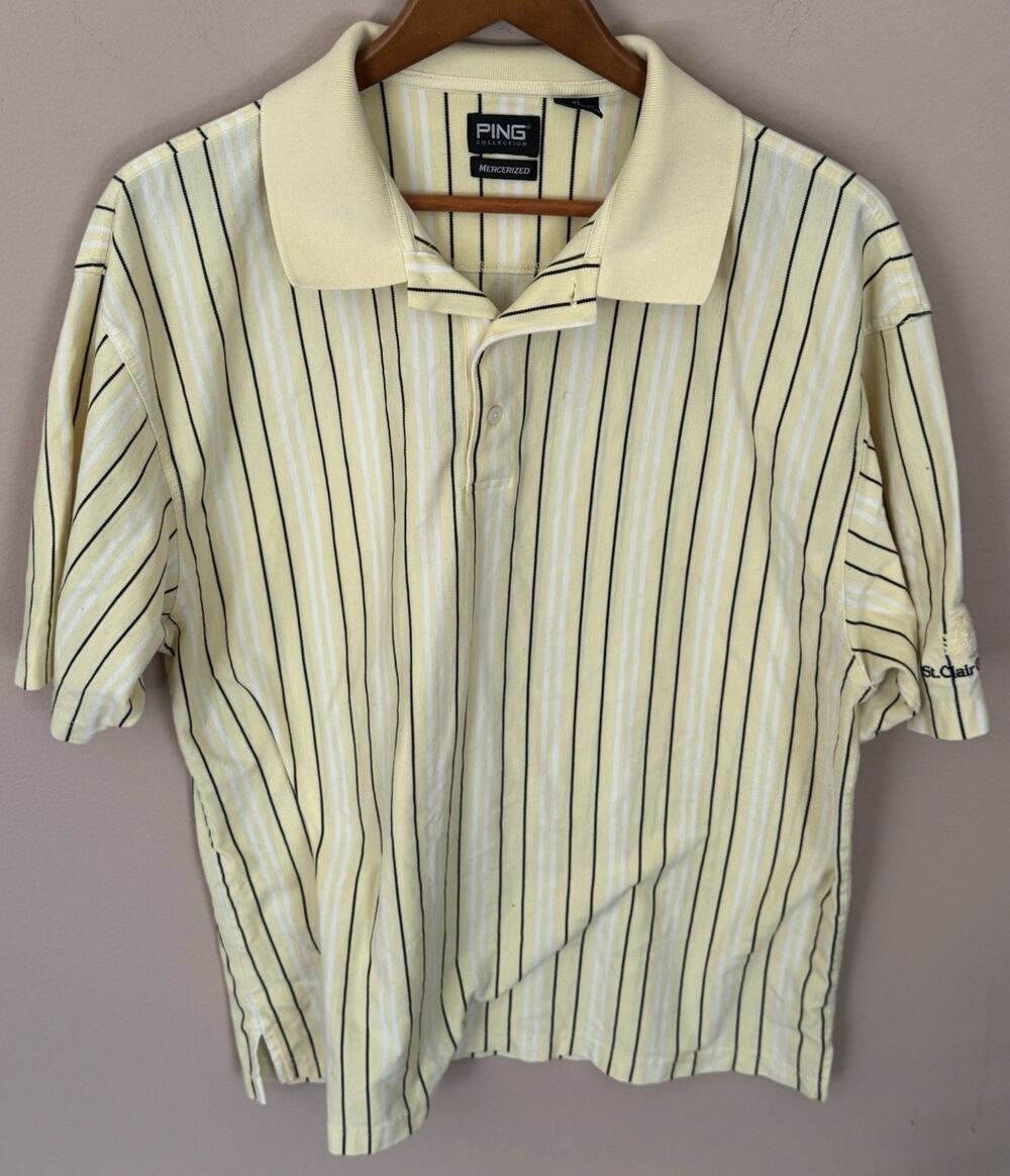 PING COLLECTION Men’s Golf Polo YELLOW XL Golf Logo 100% Cotton Embroidered